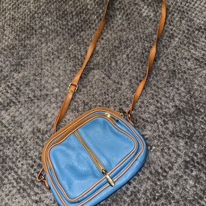 Valentina Blue and Tan Crossbody Bag